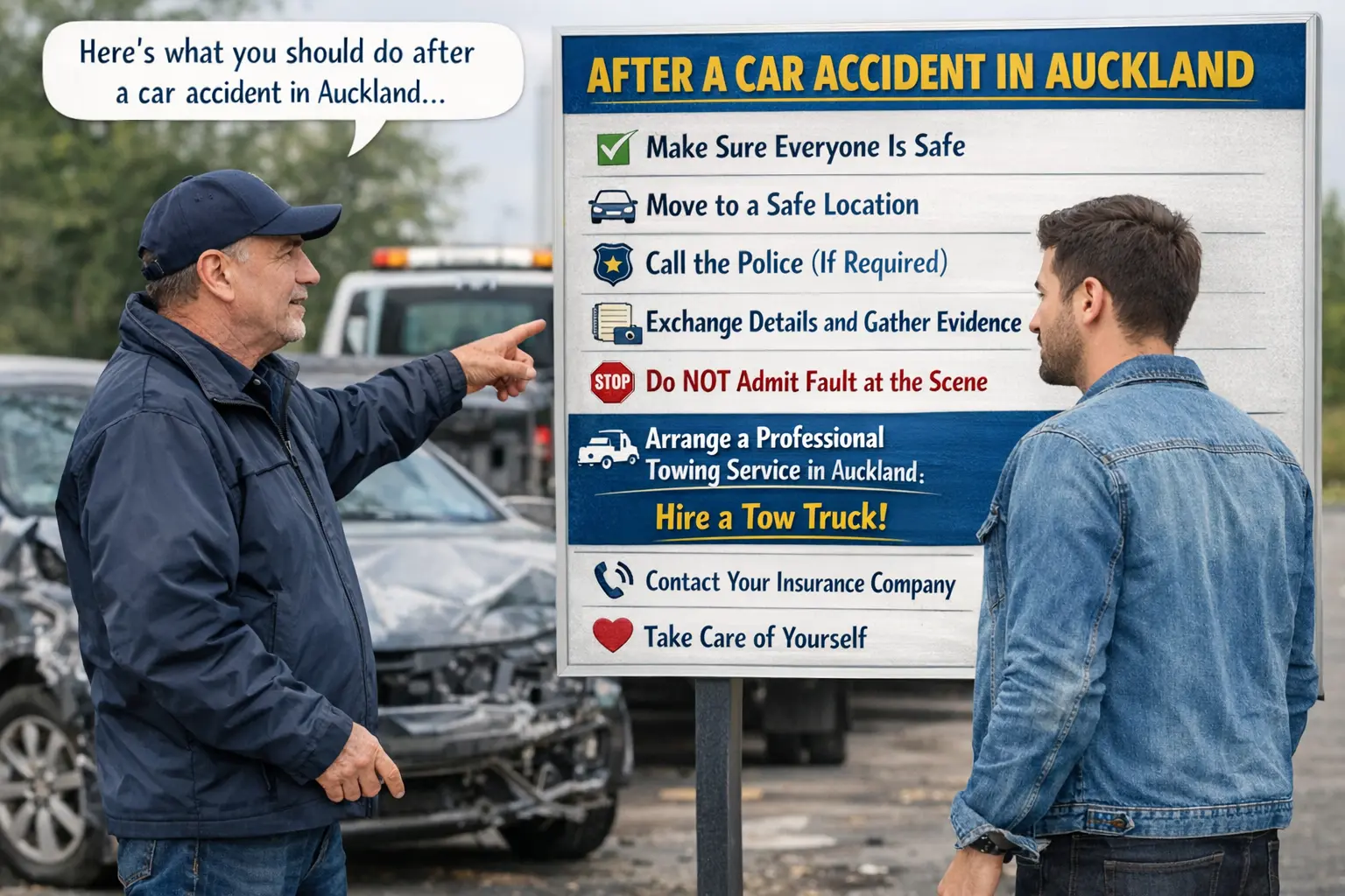 After a car accident in Auckland