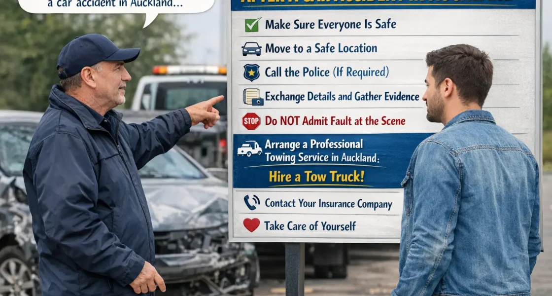 After a car accident in Auckland